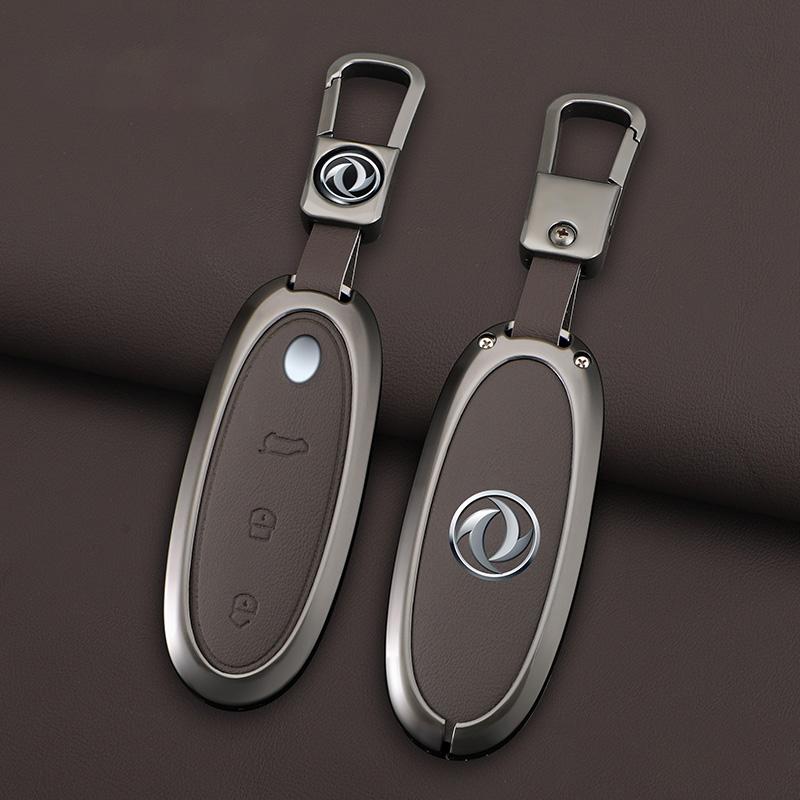 3 Buttons Zinc Alloy + Leather Car Key Case Cover Shell Skin Holder for 2024 Dongfeng NAMMI 01 New Energy Remote Key Protection