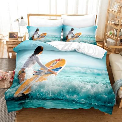 Ensemble de Literie Surf de Mer Surf Moderne Extérieur Sports Extrêmes Housse de Couette Queen King Océan Planche de Surf 2/3 Pièces Housse de Couette en Polyester