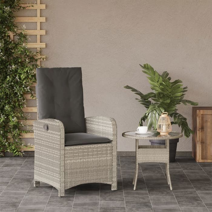 VidaXL Reclining Garden Chair Cushions Light Grey Braided Resin 365166