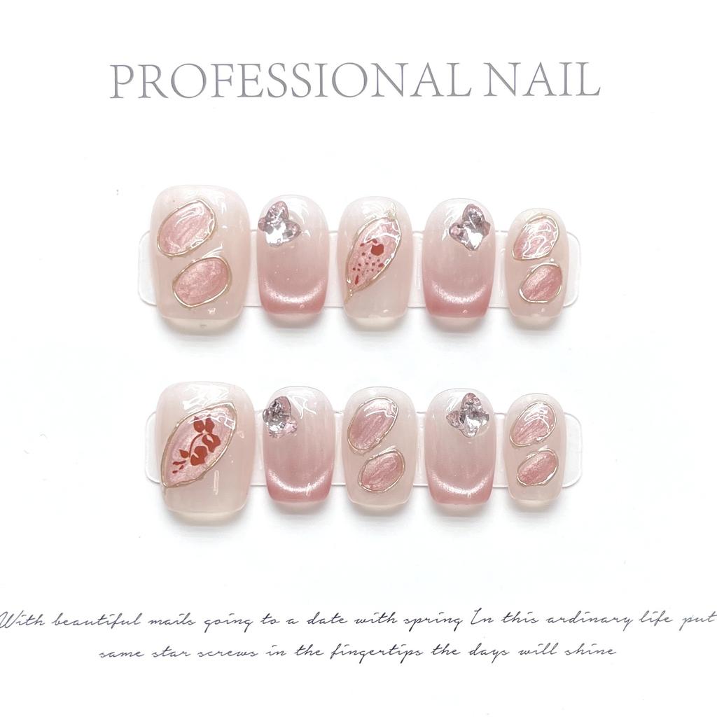 10pcs/set Purely Handmade Wearable Nails Removable Nail Art French Simple False Nails Finished Long and Short Nails