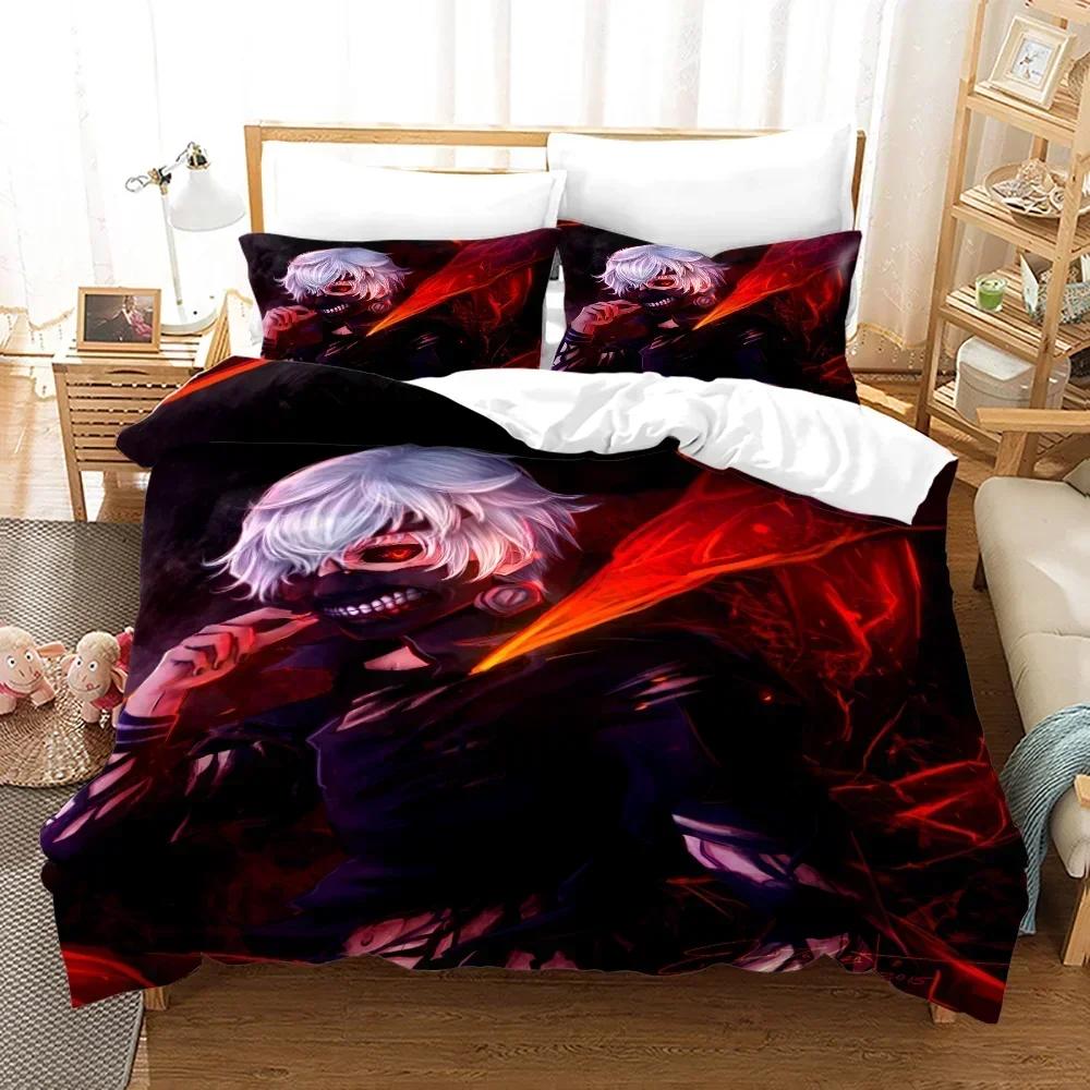 3D Anime Tokyo Ghoul Kaneki Ken Bedding Set Duvet Cover Sheet Printed Bed Set Pillowcase Full Queen King Size Comforter Bedroom