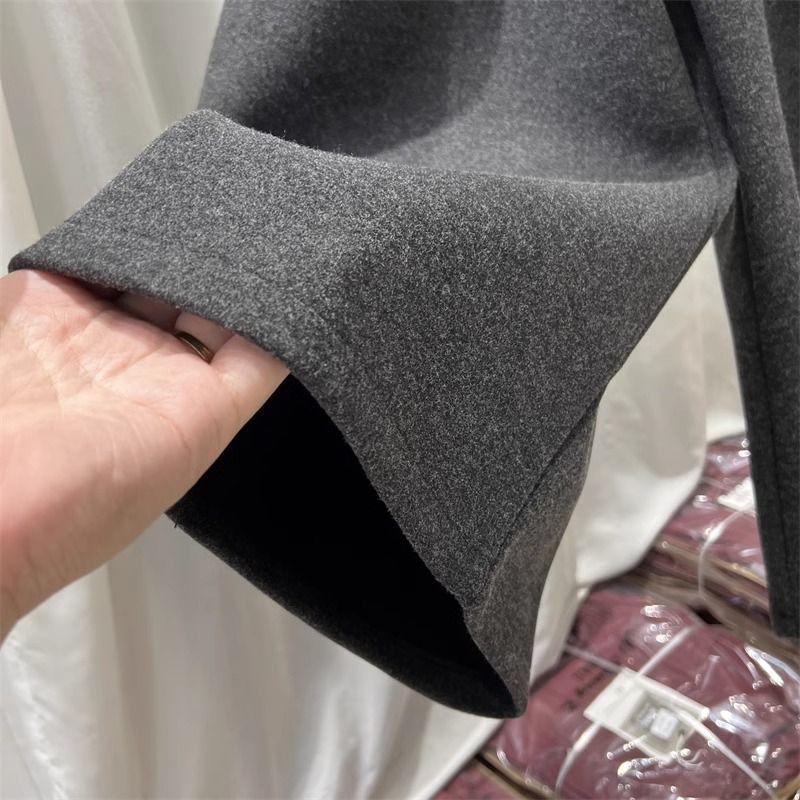 2025 Autumn/Winter High-Waisted Thick Woolen Retro Straight-Leg Wide Pants for Women