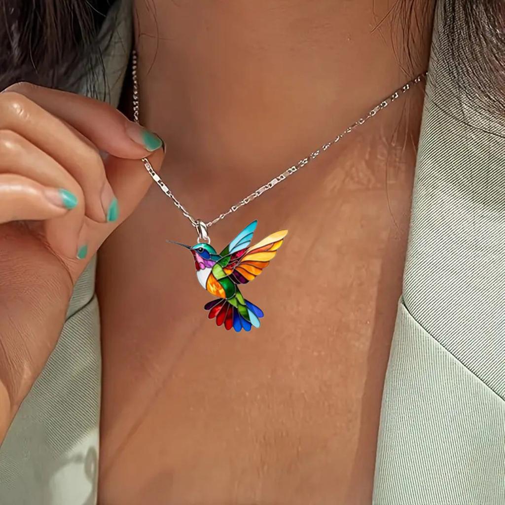 Hummingbird Earrings Stylish Jewelry Elegant Necklace Everyday Wear Jewelry Acrylic Texture Present for Trendsetters