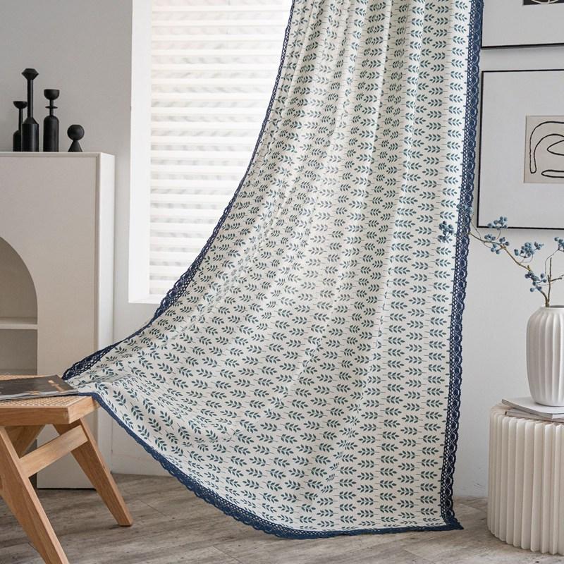 Cotton Linen ear of wheat Prints Thick Curtain with Tassels Curtains for Living Room Kitchen Valance for The Luxury Living Room