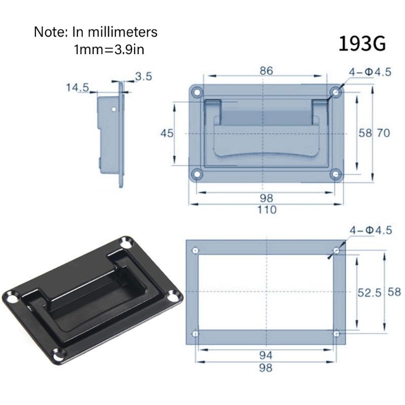 Rechteckiger Einbau-Griff Griff Zinklegierung Paneel Klappgriff Moderner Möbelgriff Beschläge für Truhe Koffer