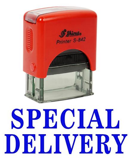 SPECIAL DELIVERY Self Inking Rubber Stamp Custom Shiny Office Stationary