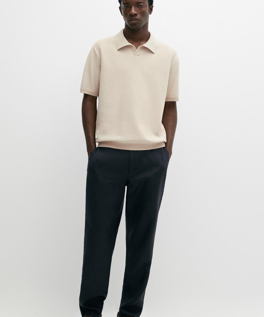 Masimodutti 100% Cotton Contrast Knit Polo Sweater