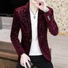 Men's Gold Velvet Slim Fit Korean Style Blazer - Casual, Stylish Suit Jacket