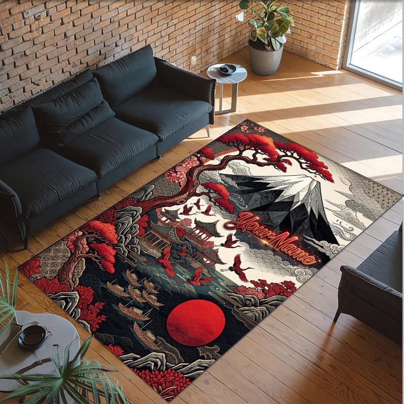 Cosmic Theme Crystal Velvet Floor Rug Personalized Custom Name Text Warm Carpet Home Decoration