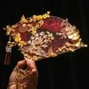 Original Handmade Red Xiuhe Wedding Fan for Bride - Ancient Style Bridal Accessory.