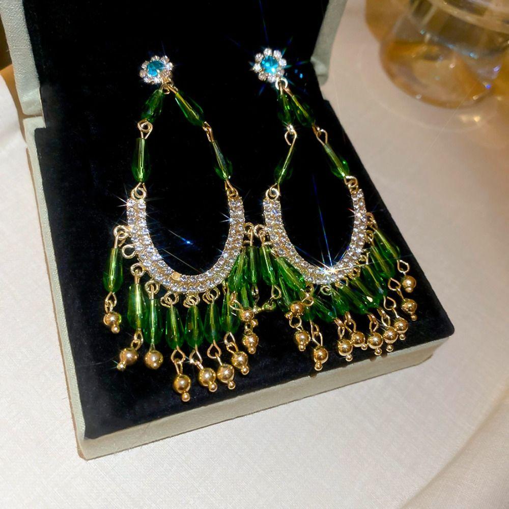 Elegant Crystal Stud Earrings Hook Piercing Exaggerated Earrings Water Droplet Earrings  Party