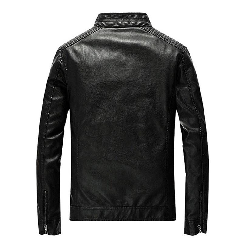 Casual Men Spring and Autumn Leather Jacket Washed Slim Leather Jacket Motorcycle Leather Jacket PU Leather Jackets for Men Slim Zip Jacket