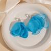 Super Fairy Atmosphere Seaside Vacation Wind Blue Fabric Earrings Niche Sweet Gentle Elegant Petal Earrings