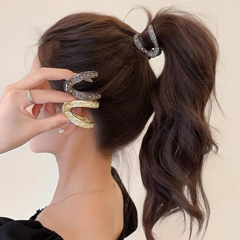New Fashion Rhinestone Hair Clip Claw For Women Metal Small Ponytail Hair Crabs Thick Hairpins French Headdress Hair Accessories