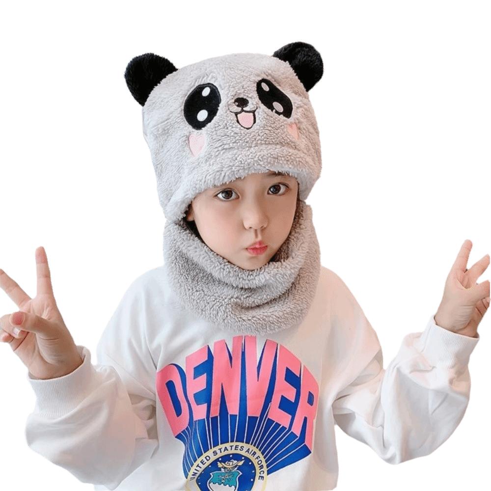 Panda Children Beanie Caps Cartoon Kids Plush Hat Fashion Warm Bonnet Scarf for Girls Boys