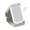 Mini LED Makeup Mirror USB Rechargeable Leather Case Jewelry Case Touch Control 360° Rotation Cosmetic Storage
