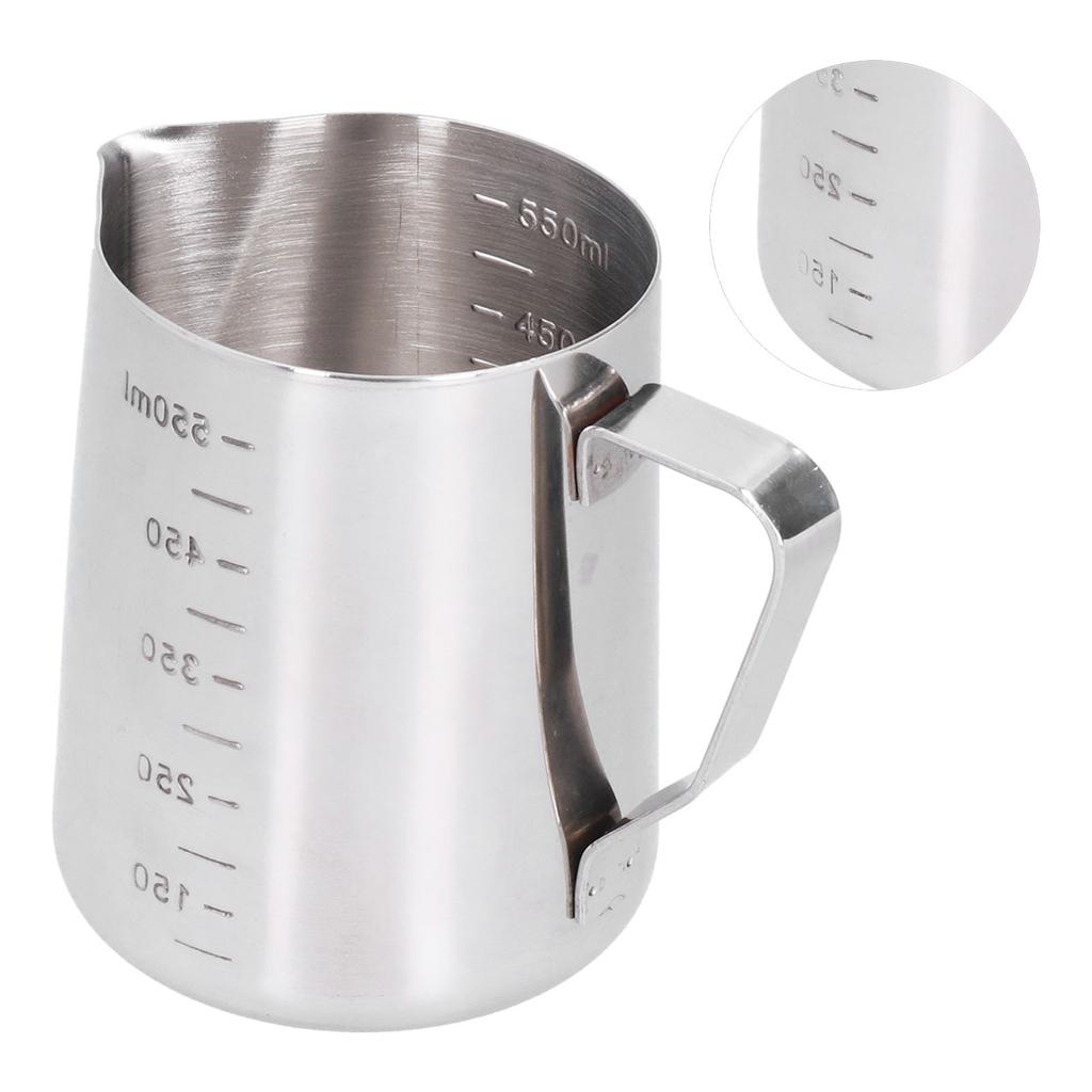 Milk Frothing Jug Mug Stainless Steel Foam Making Coffee Pitcher with Measuring Scale for Home Party Bar550ML