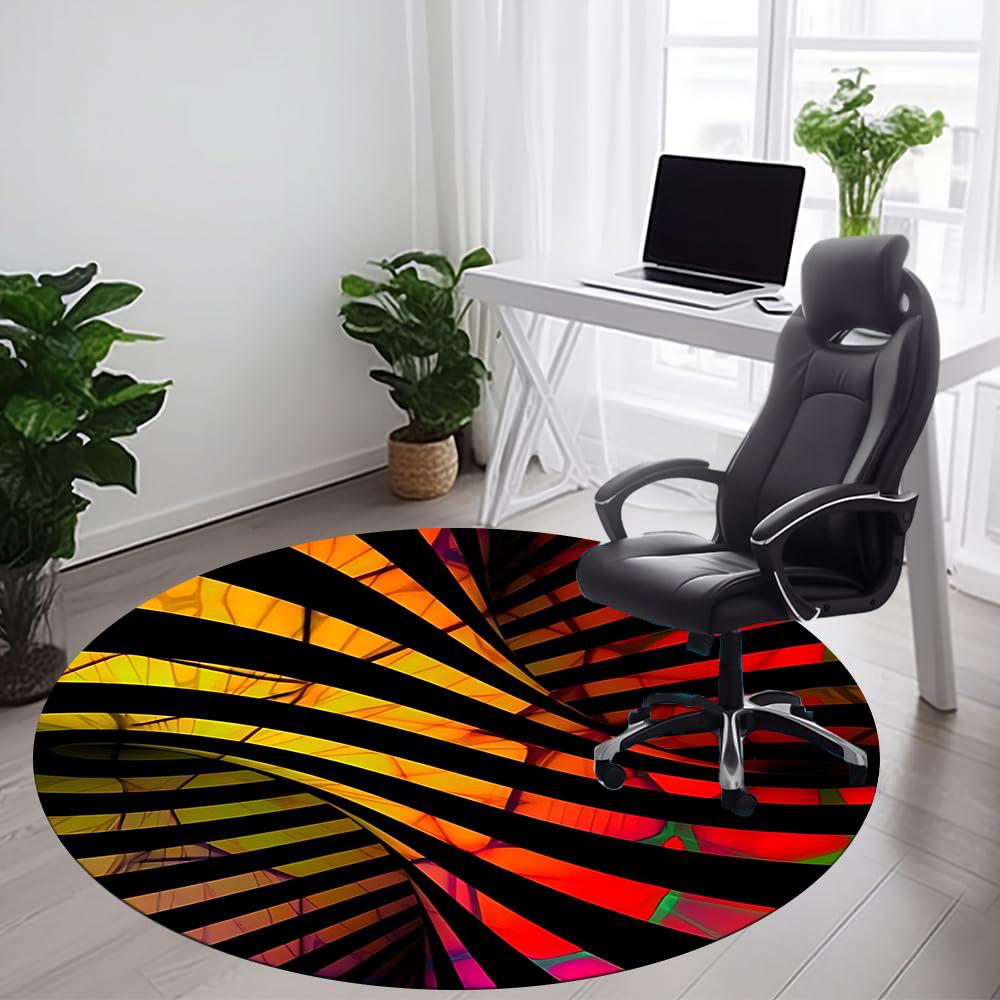 1pc Spiral Abstract Office Round Area Rug, Indoor Mat Suitable ForOffice, Under Office Chairs Bedroom Living Room Home Decor, Room Deco q078