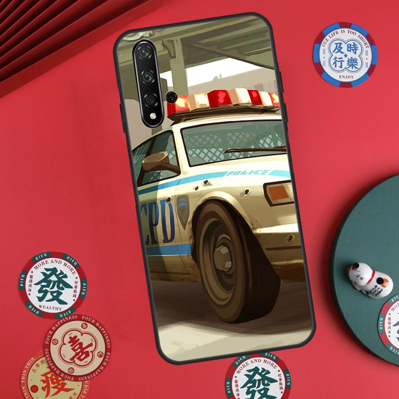 Police Car For Huawei Nova Y73 Y72 Y61 Y91 Y90 Y70 Y60 12s 12i 11i 8i 9 10 SE P60 Pro P30 P40 Lite Case