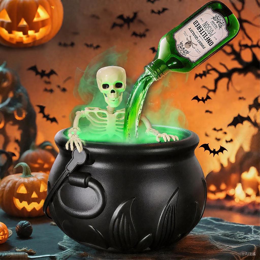 Sets Witch Cauldron Decoration With Magic Levitation Potion Bottle And Atomizer Dark Plastic Magic Basin Suitable for Halloween