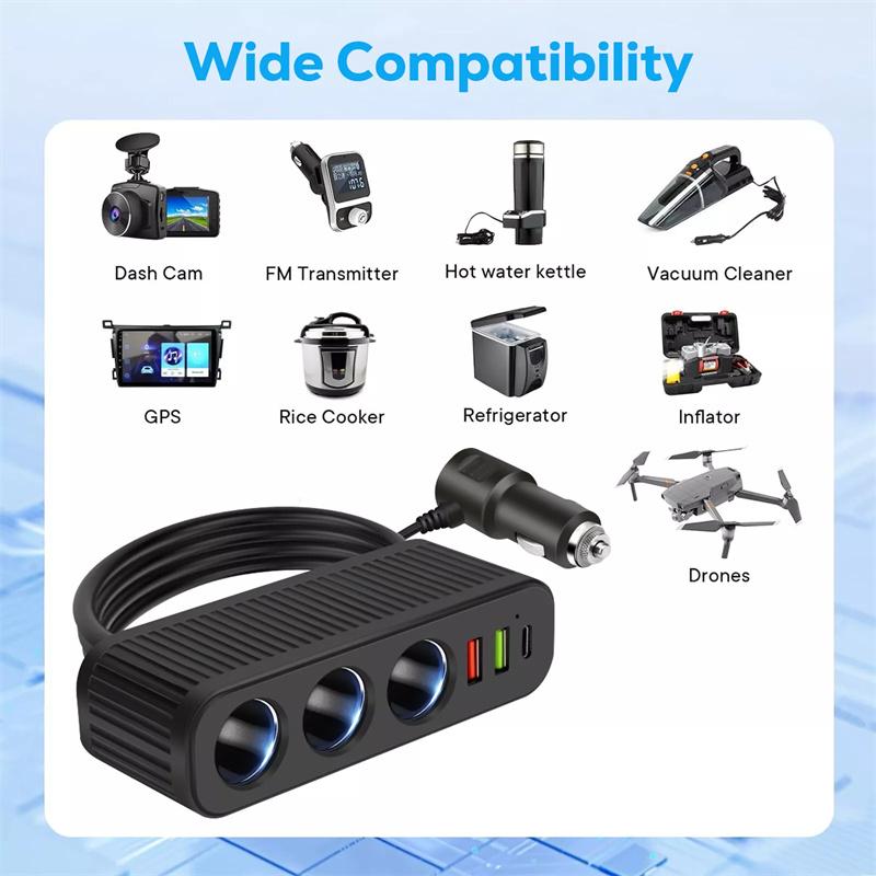 Car Charger For Phones 120W Plug And Play Charger Splitter Overcharge Protection Charger Adapter Pd Qc3.0 Car Charger