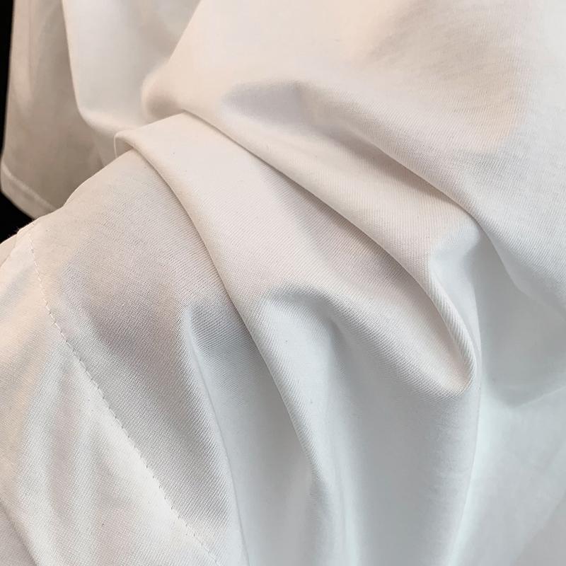 DIMANAF 2024 Women T-Shirt Zipper Female Solid O-Neck Cotton Loose Short Sleeve Tops&Tees