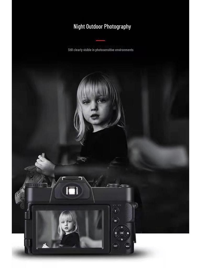 48MP 4K HD Retro Mirrorless SLR Camera with Wide Angle Lens - Perfect for Entry-Level Students and Videography