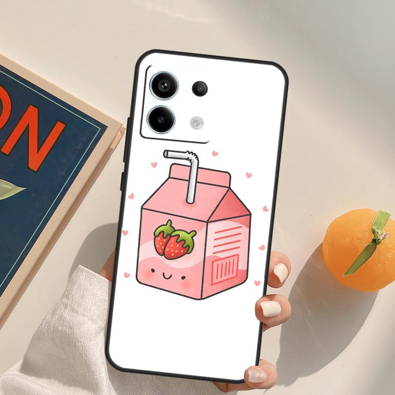 Cute Strawberry Milk Box Funda For Xiaomi Redmi Note 14 13 9 10 11 12 Pro 9S 10S 11S 12S Redmi 13C 10C 12C 14C Case