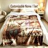 Adventure Travel Theme Custom Blanket Personalized Name & Text Customized Soft Warm Throw Blanket Home Decor