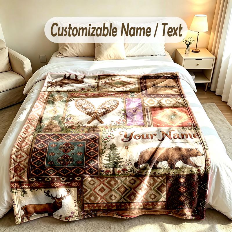 Adventure Travel Theme Custom Blanket Personalized Name & Text Customized Soft Warm Throw Blanket Home Decor