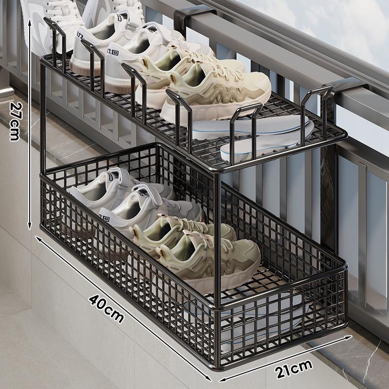 Outdoor Shoe and Clothes Drying Rack with Anti-Theft Window Hook