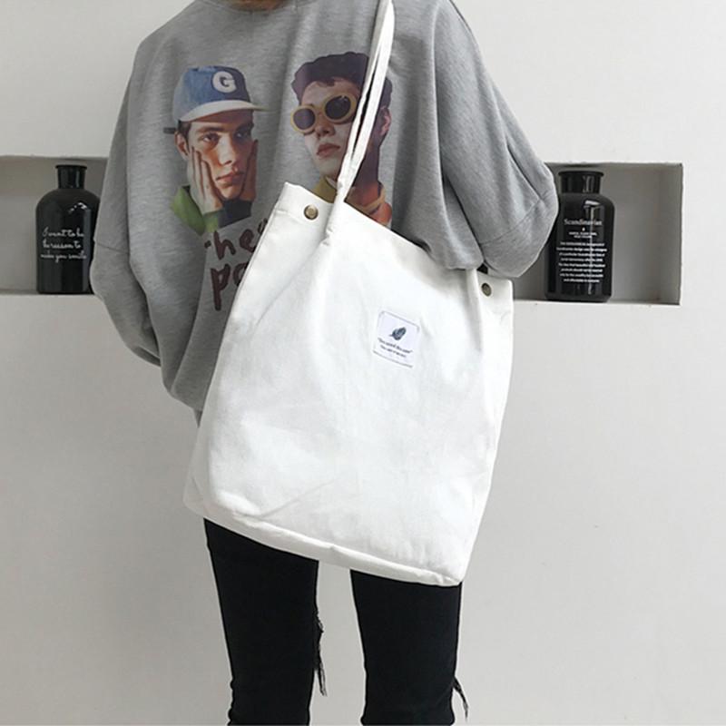 SCIONE New Solid Color Corduroy Four-button Buckle Canvas Female Bag Large Capacity Shoulder Bag