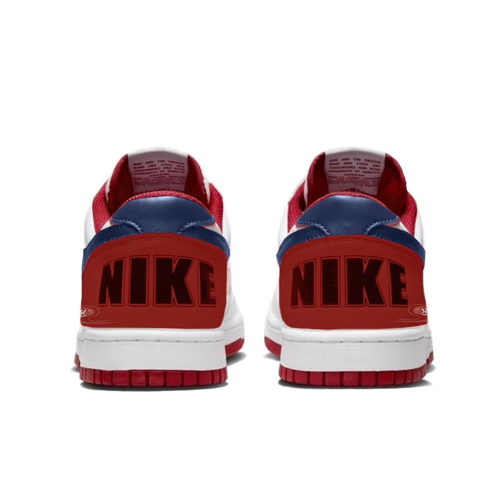 Nike Big Fiery Red Leaping Horse Leather Low top Skateboard Shoes Men's White Red 355152-150(Team1004-)