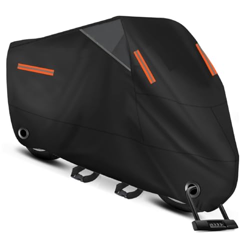 

Большой водонепроницаемый чехол для мотоцикла [толстый 420D, водостойкость 50 000 мм] Чехол для кузова мотоцикла, устойчивый к разрывам, термостойкий, плавящийся