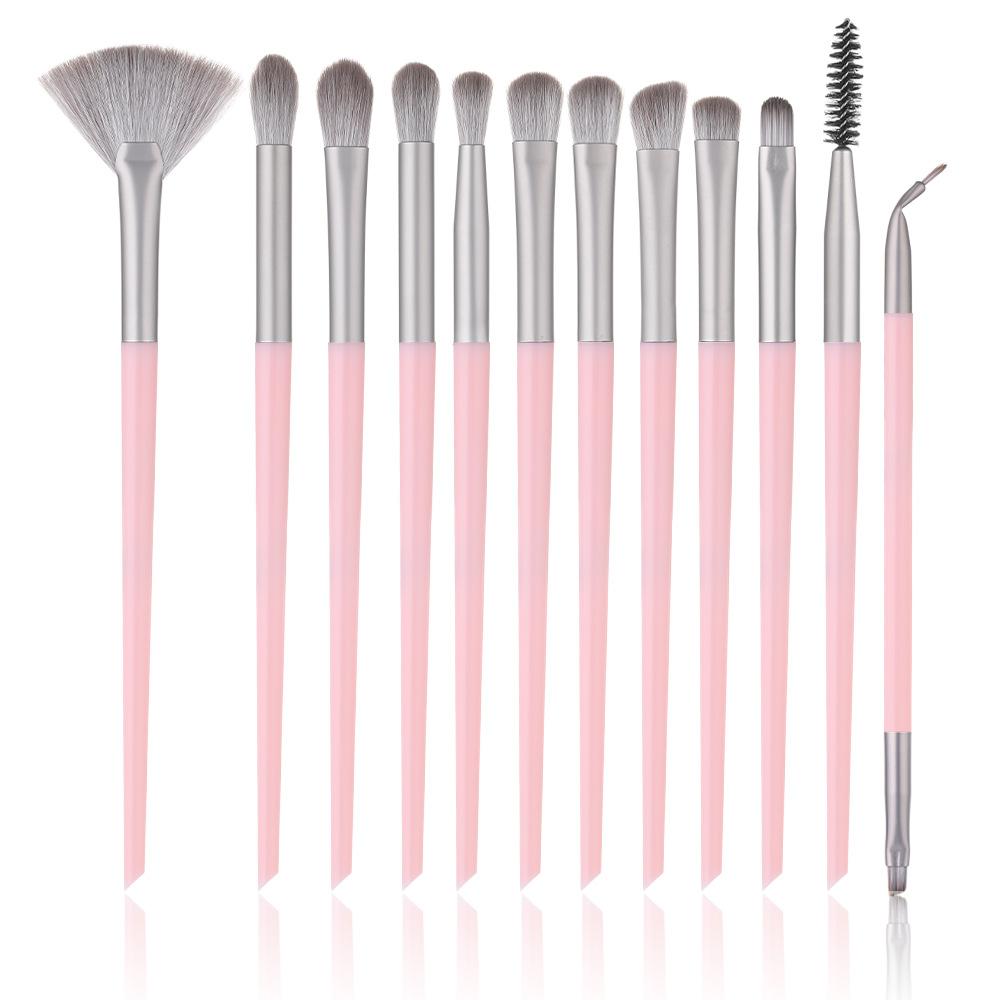 New 12 plastic handle eyeshadow makeup brush set brush multi-functional full set of eye makeup tools discounted supply