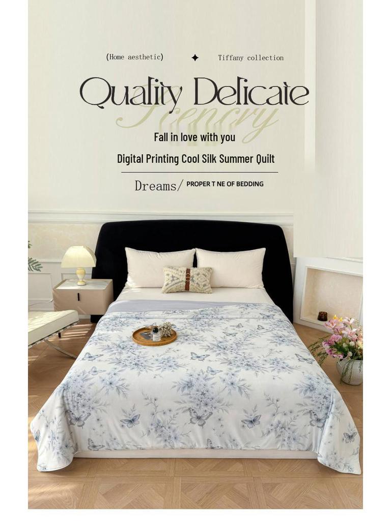 Summer Silk Quilt: Digital Print Floral Air Conditioning Comforter