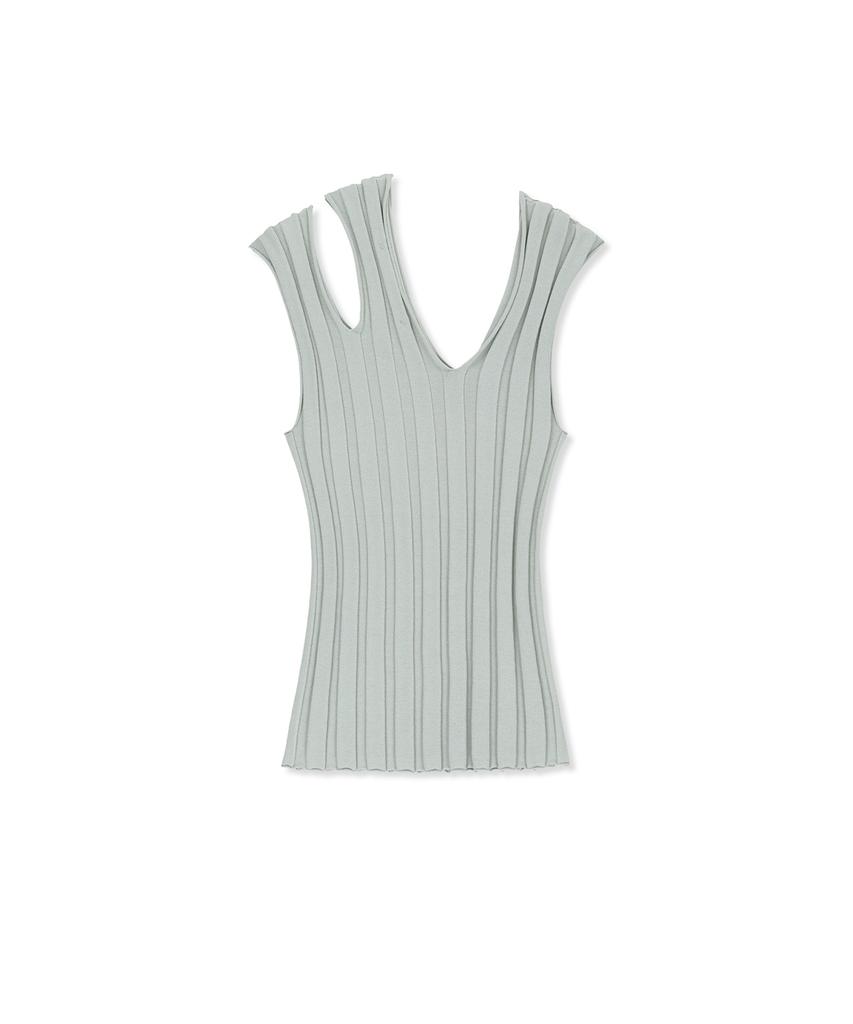 Mattengkim Cut Out Sleeveless Knit Top In Light Gray