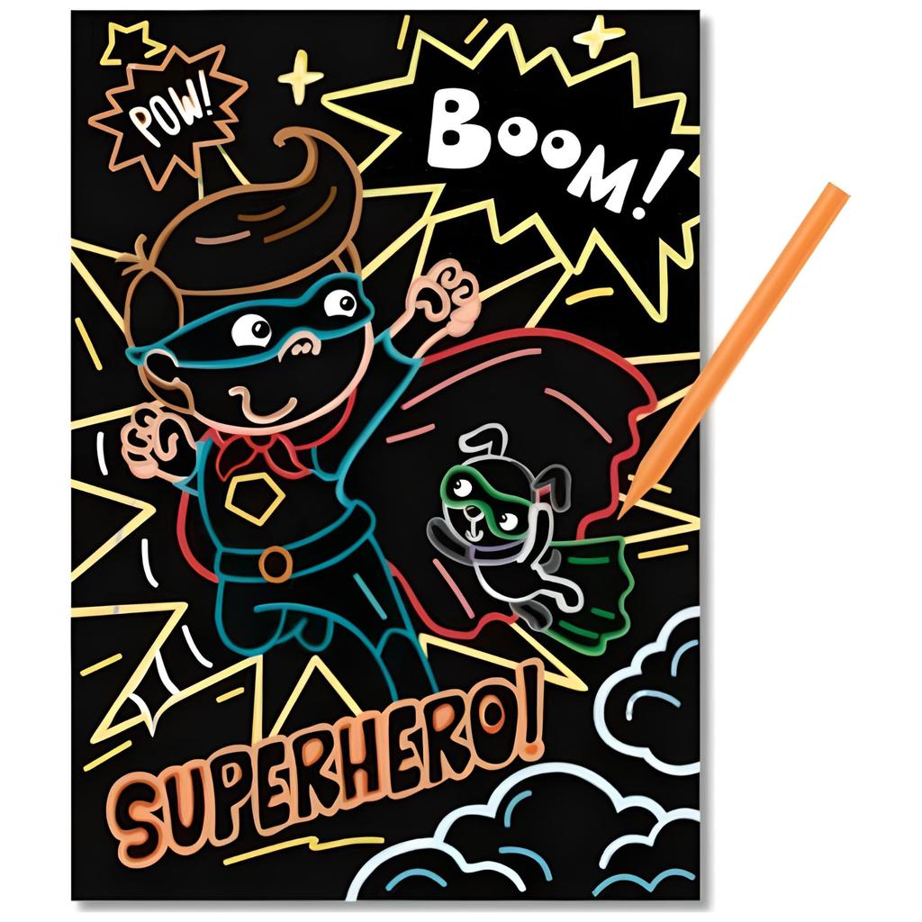 Zdrapka Artystyczna ”Superbohaterowie” Malowanie Metodą Scratch Dla Dzieci