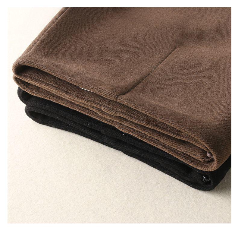 2025 Wool High-Waisted Black Slit Mid-Length Skirt - Autumn/Winter Slimming Style