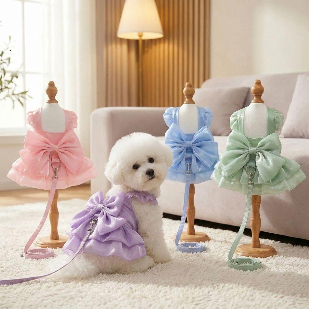 Vestido Transpirable de Princesa para Cachorro Diseño de Lazo Chaleco para Perro Gato Para Chihuahua Pomerania Teddy