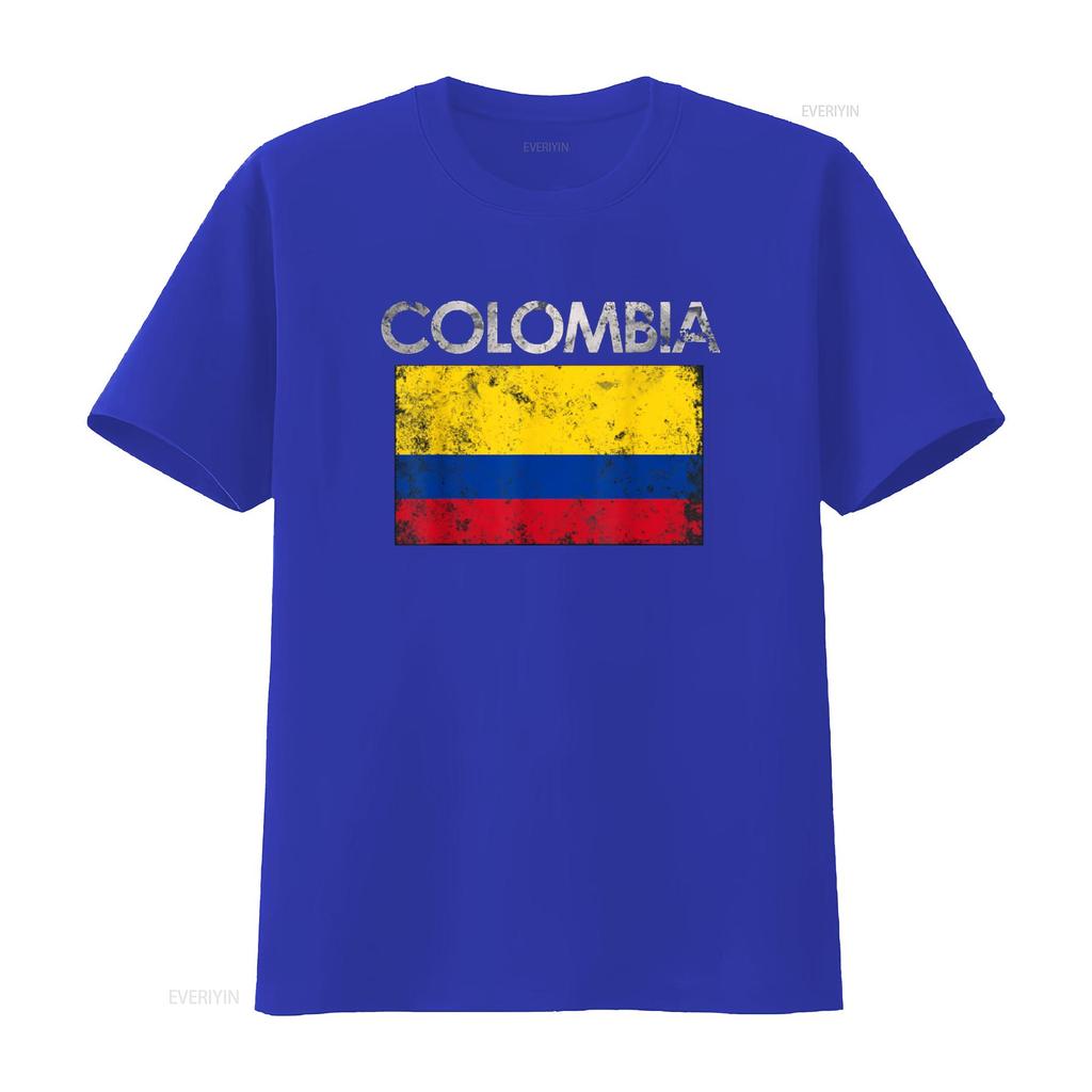 Vintage Colombia Colombian Flag Pride T Shirt vintage Washed Stretched Stylish homme Casual designer clothes Soft Comfortable