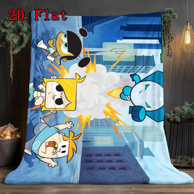 Robotboy 2D Flat Pattern Flannel Blanket High quality All Seasons Warmth and Comfort Perfect for Christmas Gifts.DMT0925380