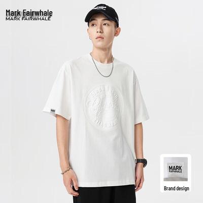 Men's 100% Cotton Embossed Round Neck Short Sleeve T-Shirt