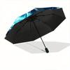 1pc Blue Dragon Pattern Beautiful Looking Automatic Folding Umbrella, 3 Folding, 8 Iron Frame Design, Durable and Suitable for Travel and Daily U