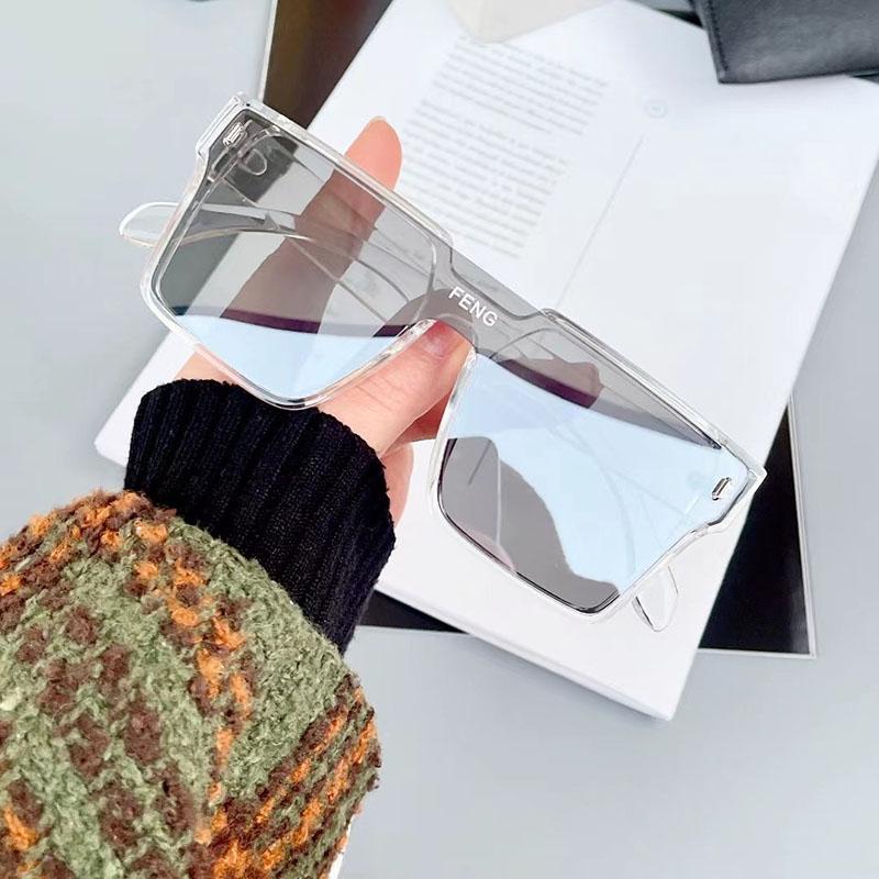 Oversized Sunglasses Square Women Sun Glasses Female Eyewear Eyeglasses One Piece Frame UV400 Shade Fashion Men Driving Glasses