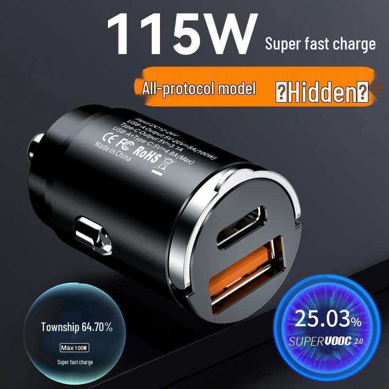 Super Fast Car Charger for Xiaomi, Huawei & Apple Phones - Concealed Cigarette Lighter Adapter