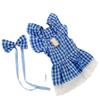 Dog Dress with Plaid Lace Trim for Small Medium Dogs - Checkered Pattern Princess Pet Apparel