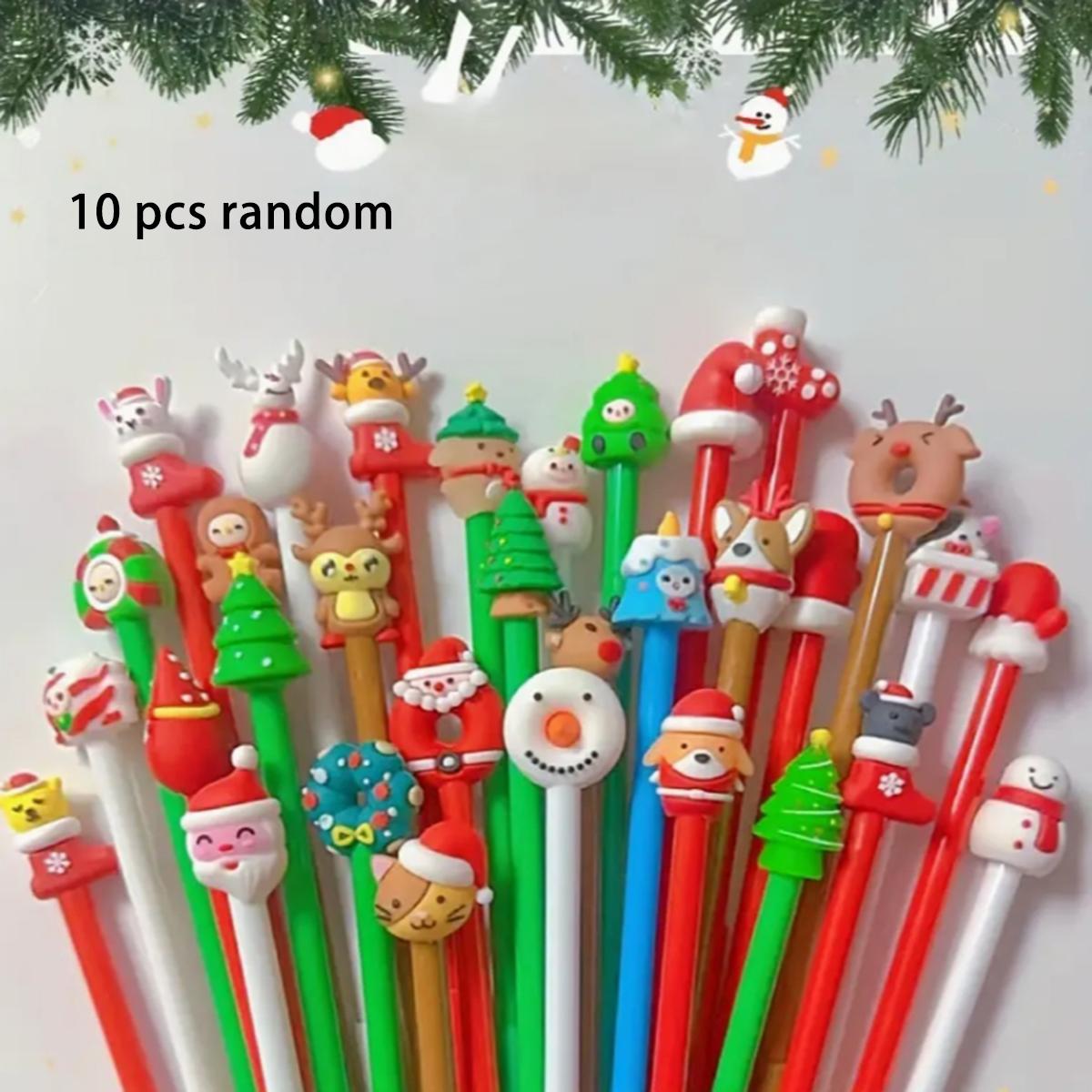 

10 random styles of mixed Christmas gel pens, school supplies, family gifts, Christmas gifts, and cute 3d cartoon pens