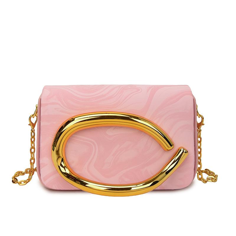 This year's popular bag 2025 new European and American fashion metal wrist box bag women's chain crossbody small square bag