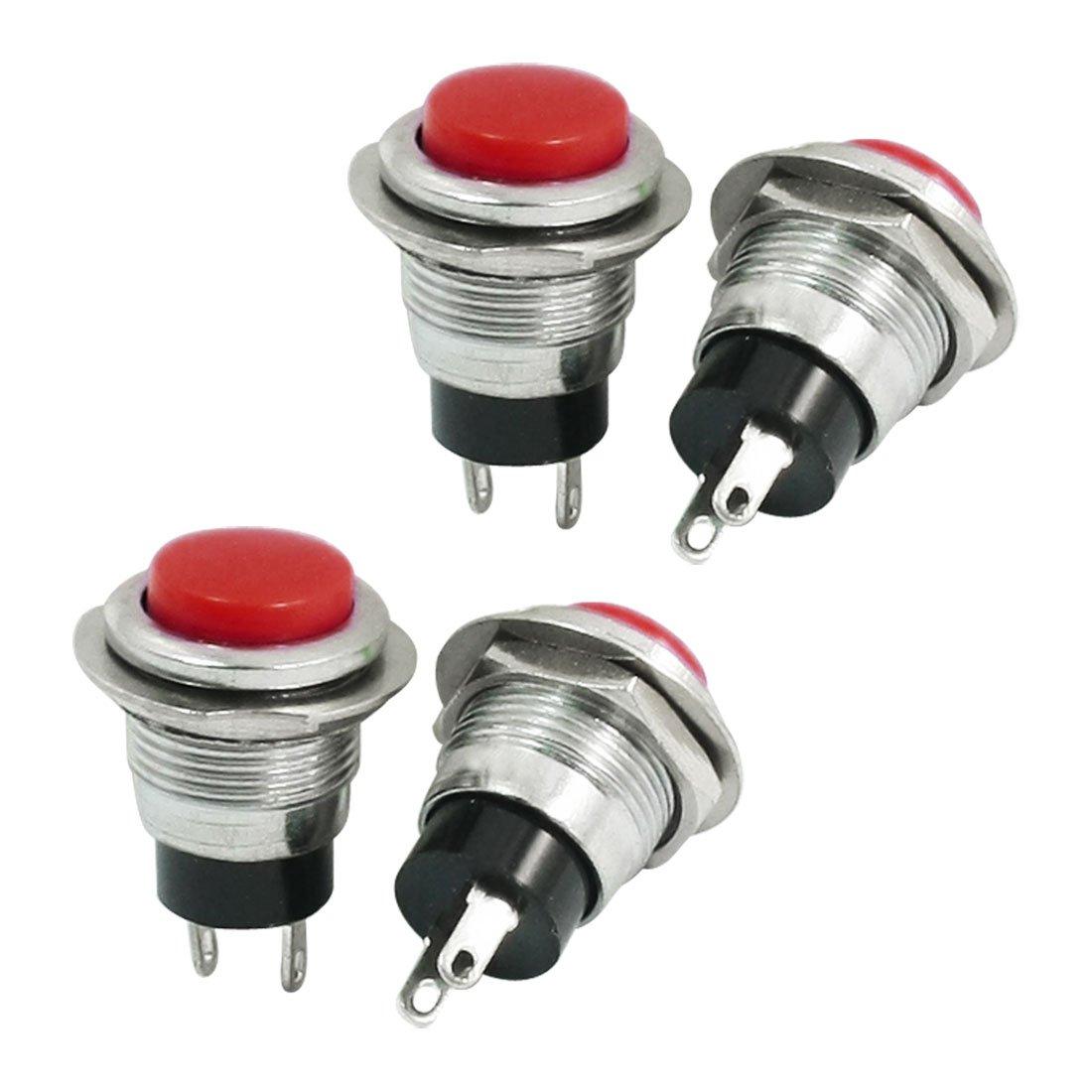 

uxcell 4pcs Push Button Switch Push Button Switch AC125V 6A 250V 3A Red Instant SPST 2 Terminal